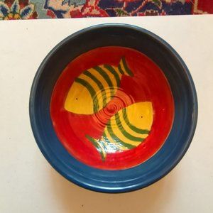 Cowshed Pottery Ceramic Bowl With Fish Decals